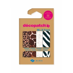 Set 4 Papeles Décopatch Animal Print Mix & Patch