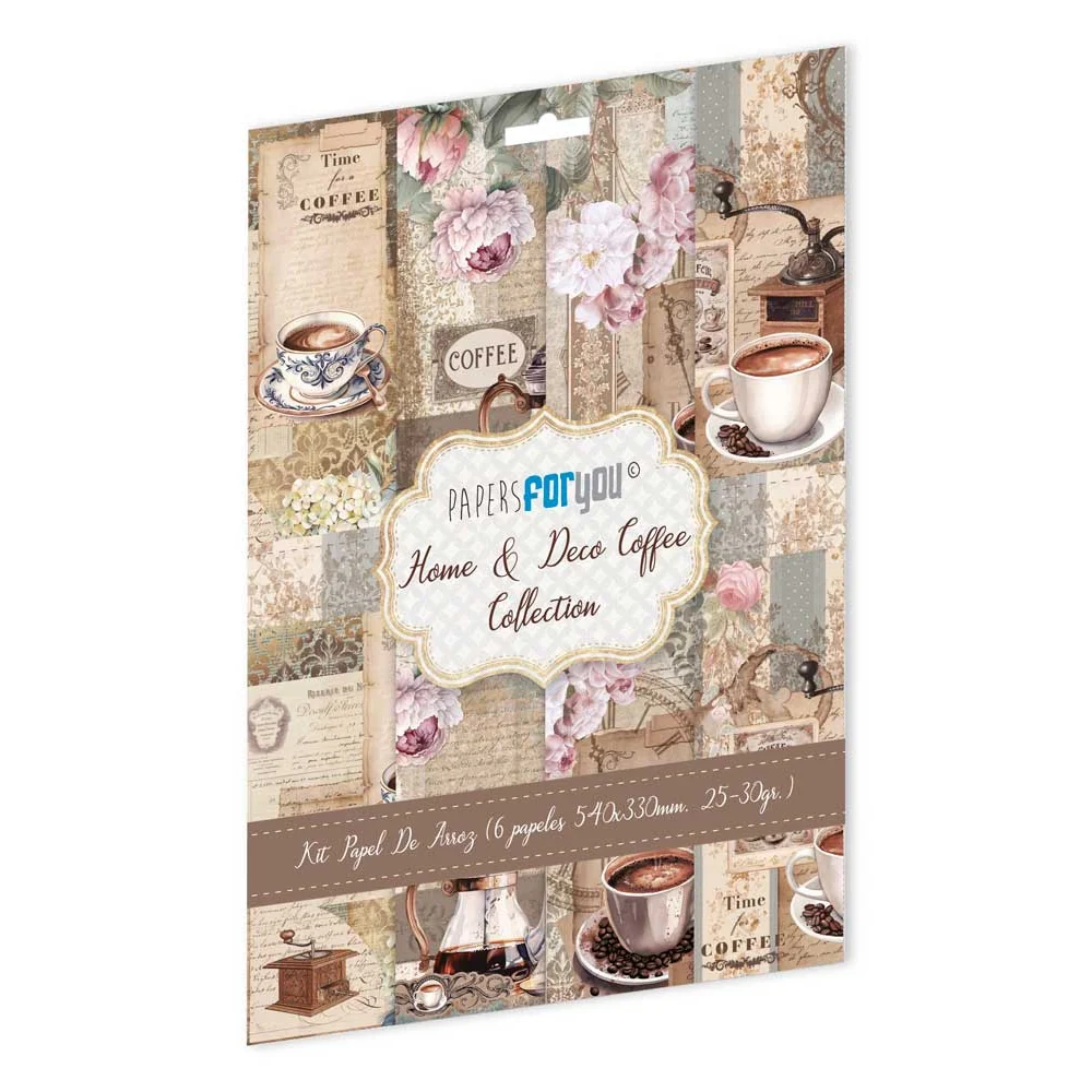 Bloc 6 Papeles de Arroz Home&Deco 'Coffee' PapersForYou - Image 2
