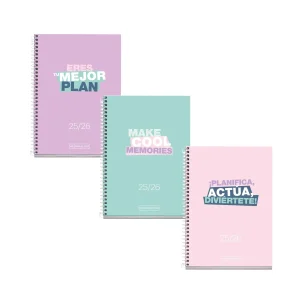 Agenda Escolar Diaria Pastel 2025-2026